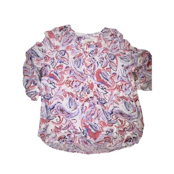 Lilac Tops - Talbots Size LP Floral Pink Lilac Top Blouse Women Stylish (AJ12)